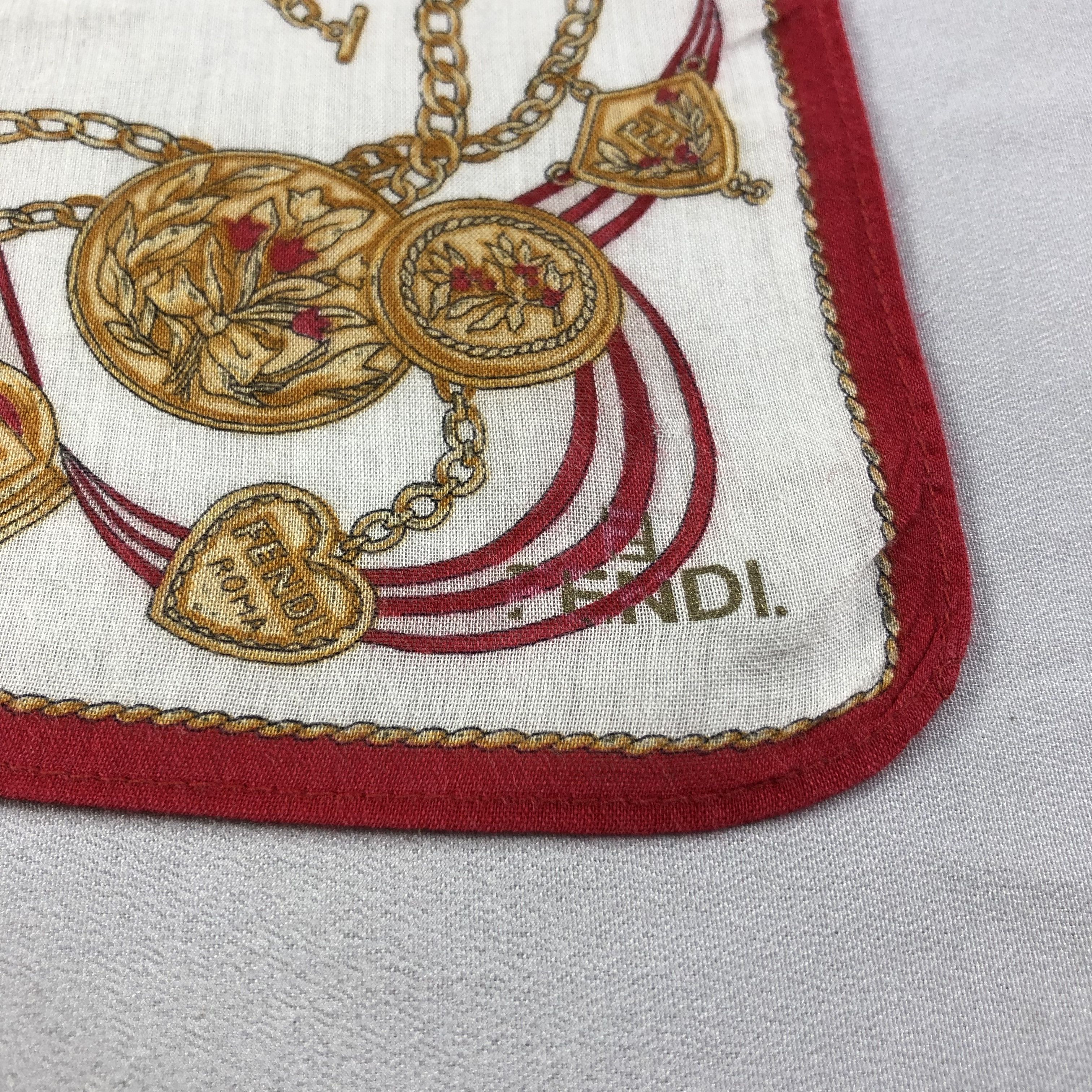 Japanese Brand Fendi Gold Chains Handkerchief Neckerchief Bandana H1883 Size ONE SIZE - 4 Thumbnail