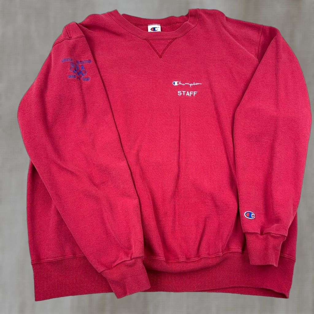 Champion Vintage Champion Sweatshirt Men XXL Red Crewneck Olympics Staff 1996 90s Faded Size US XXL / EU 58 / 5 - 1 Thumbnail