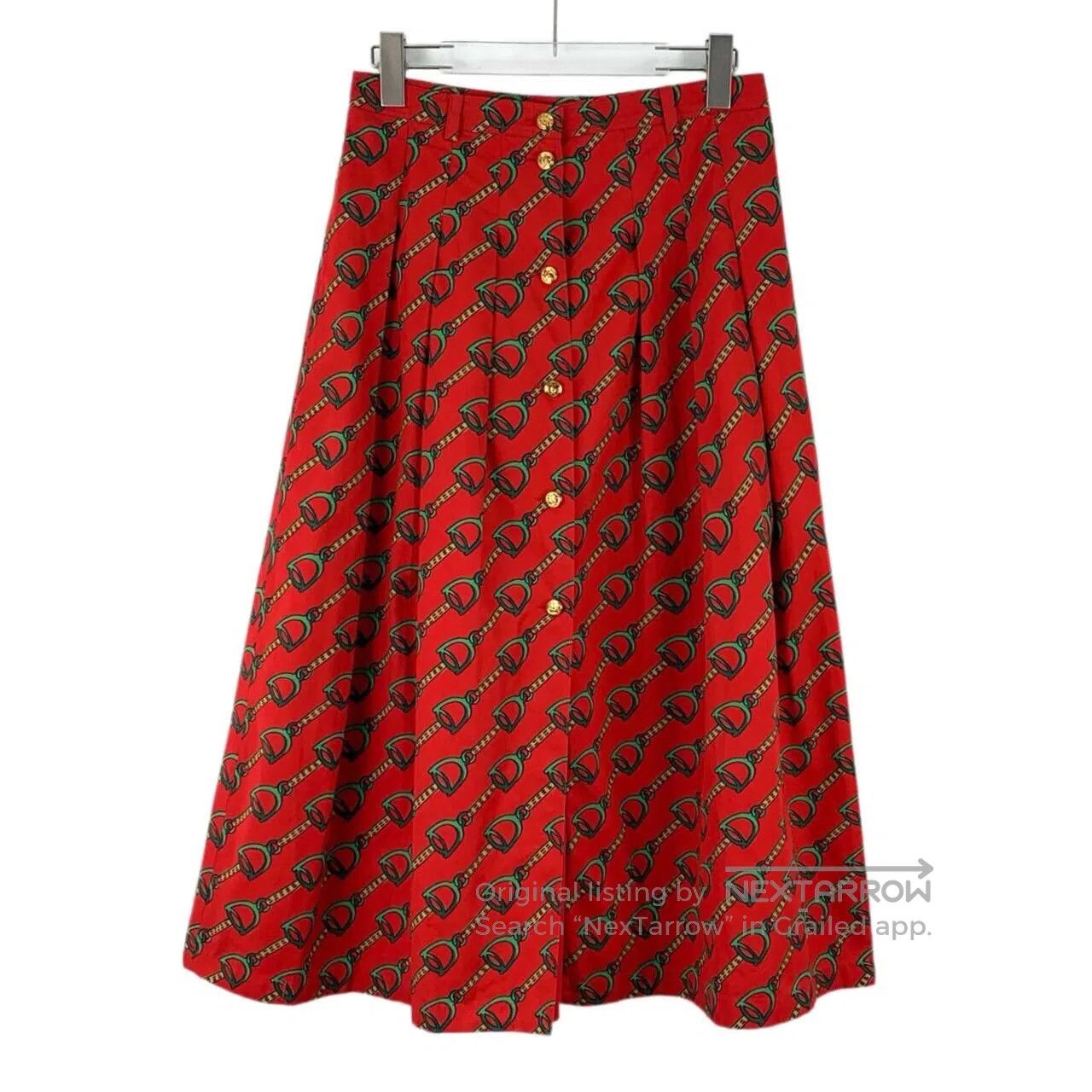 Gucci Guicci Red Lock Print Cotton Casual Long Skirt| Size 41" - 1 Thumbnail