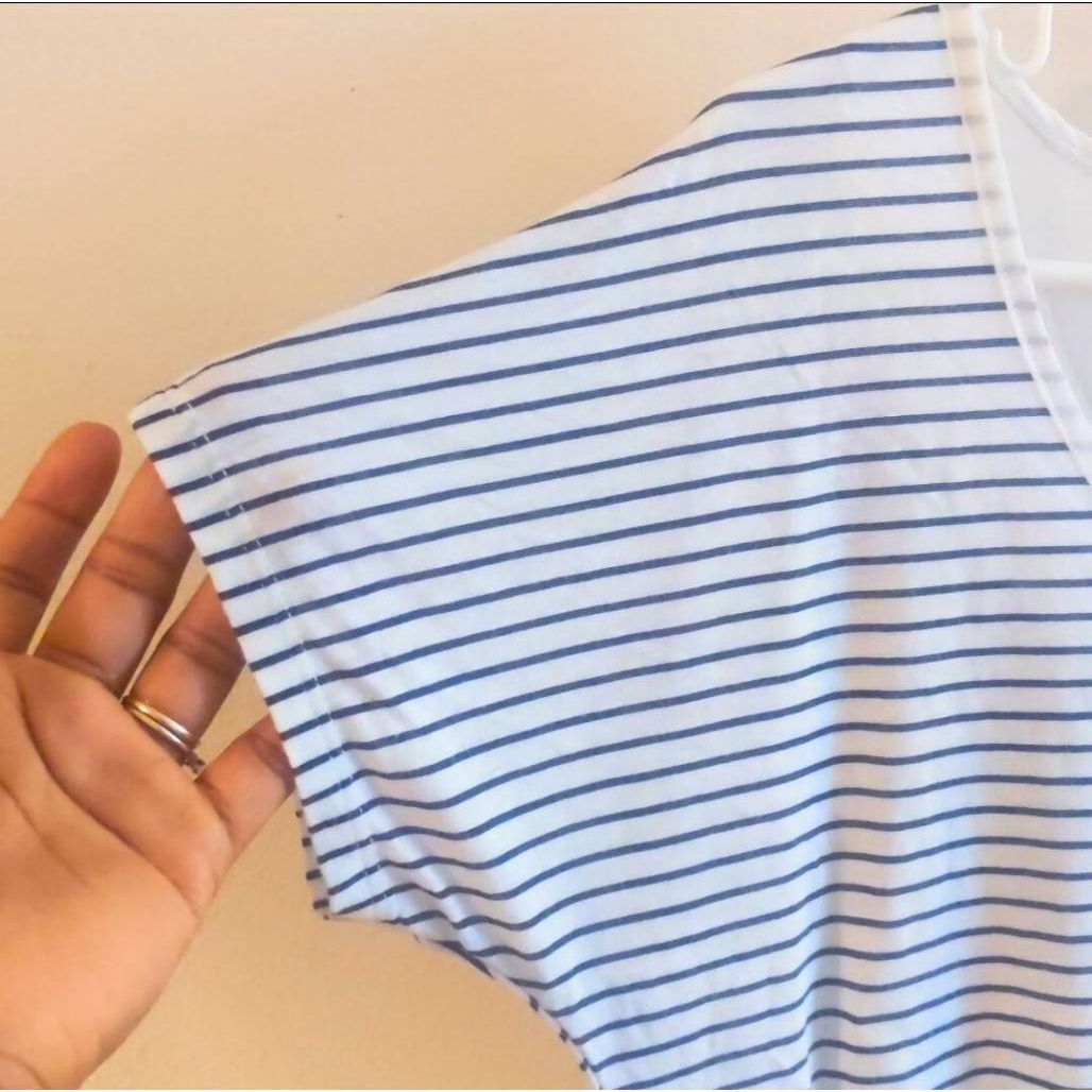 American Eagle Outfitters American Eagle Blue White Striped T-Shirt Size Small Scoop Neck Casual Top Size S / US 4 / IT 40 - 5 Thumbnail