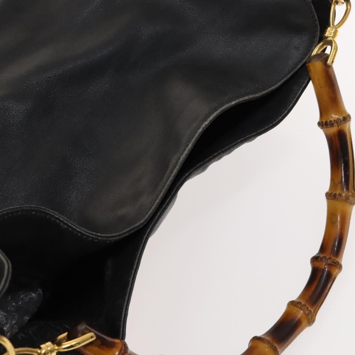 Gucci GUCCI Bamboo Shoulder Bag Leather Black Gold 001 1014 1577 0 Size ONE SIZE - 6 Thumbnail