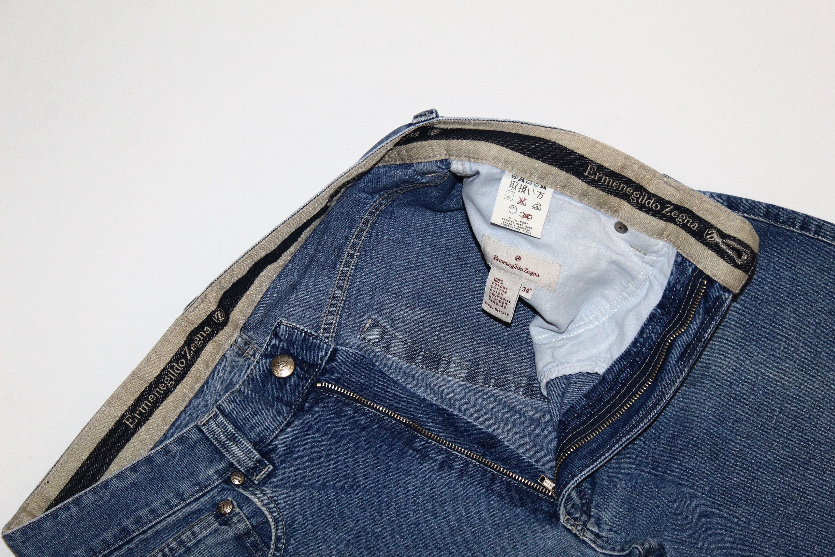 Ermenegildo Zegna Vintage Ermenegildo Zegna Blue Faded Denim Baggy Jeans Size US 31 - 5 Thumbnail