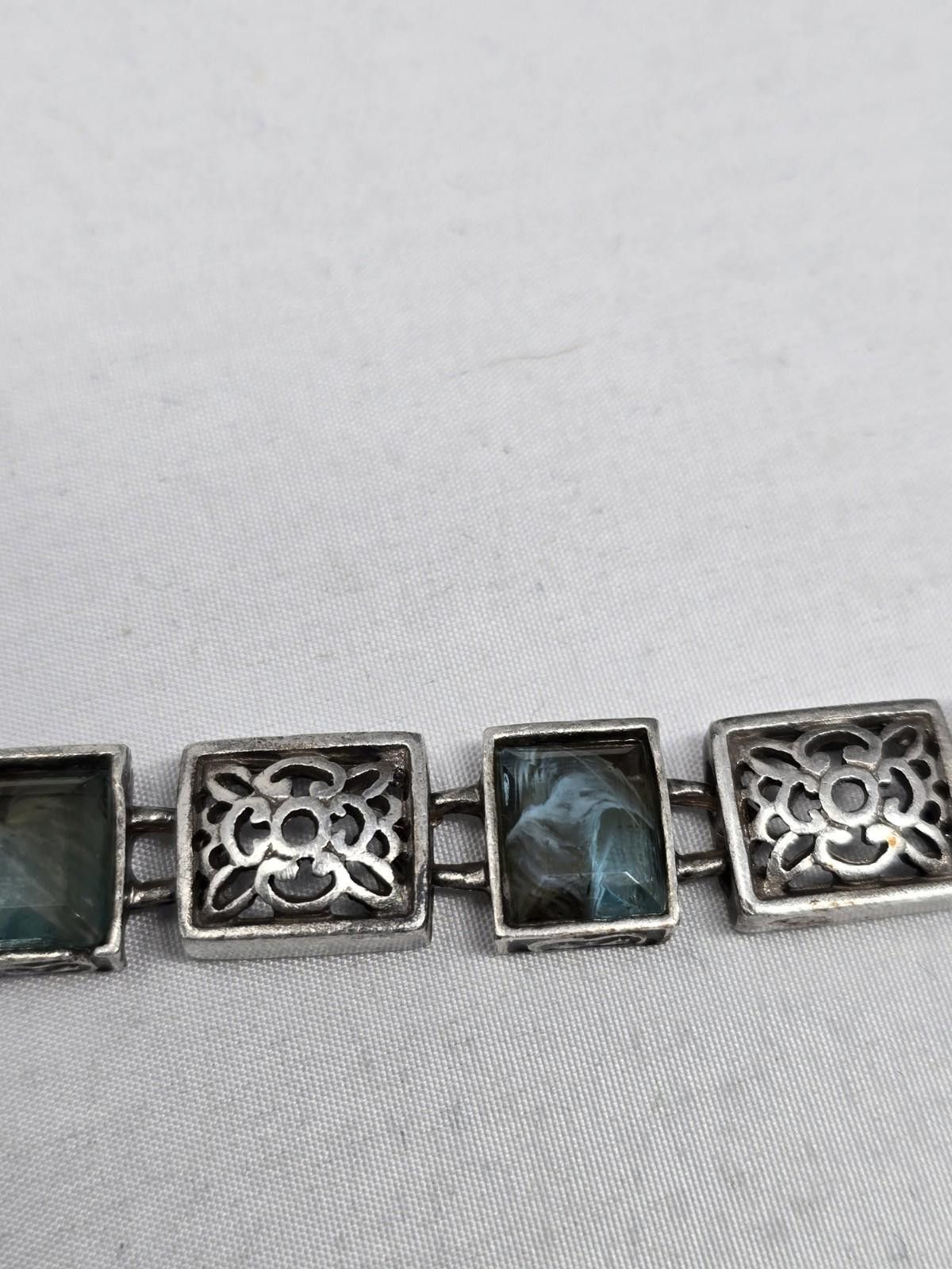 Other ​Vtg Anne Klein Blue Swirl Glass Filigree Link Bracelet 7" Size ONE SIZE - 6 Thumbnail