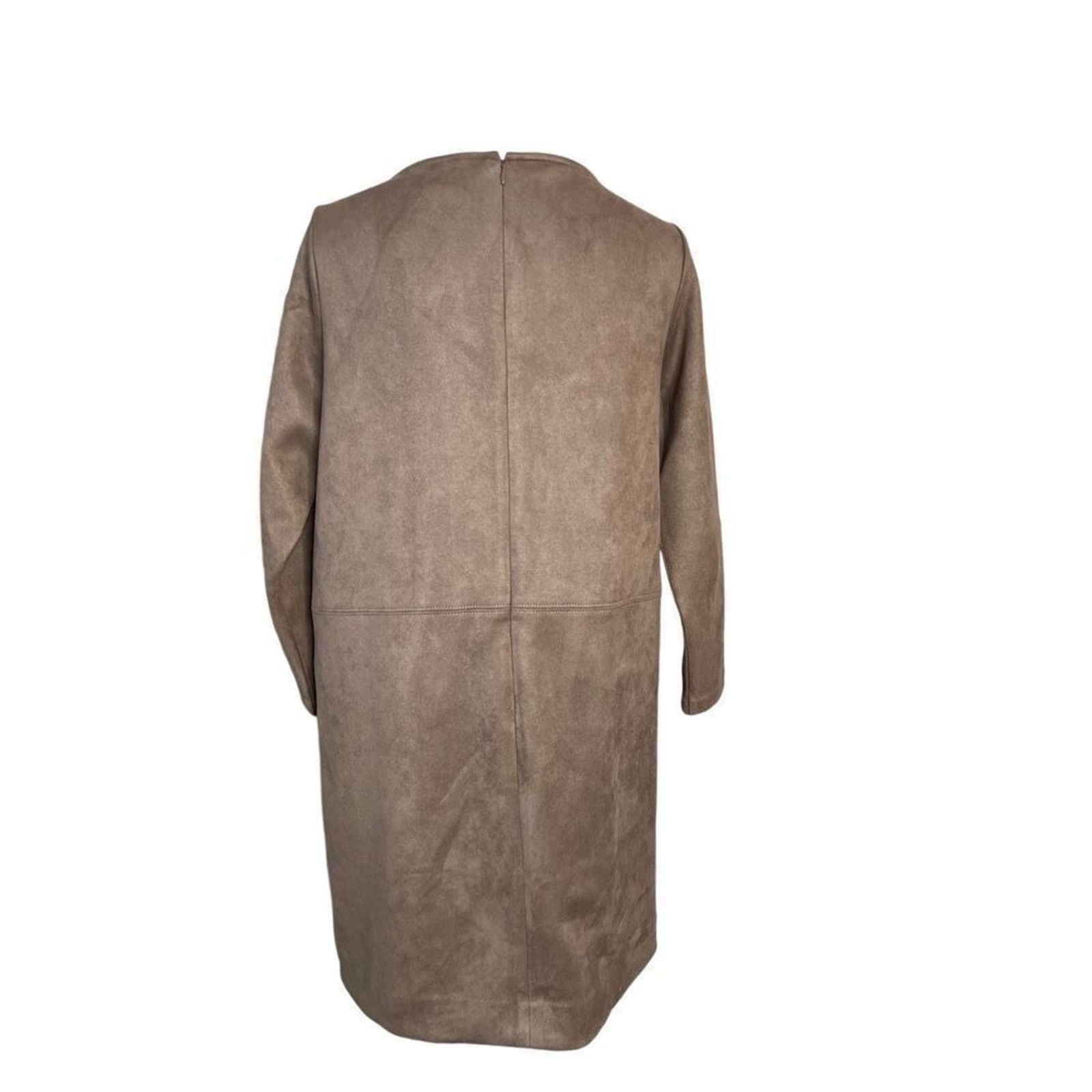 Ann Taylor Ann Taylor Seamed Faux Suede Brown Shift Dress 8P Petites Size M / US 6-8 / IT 42-44 - 4 Thumbnail