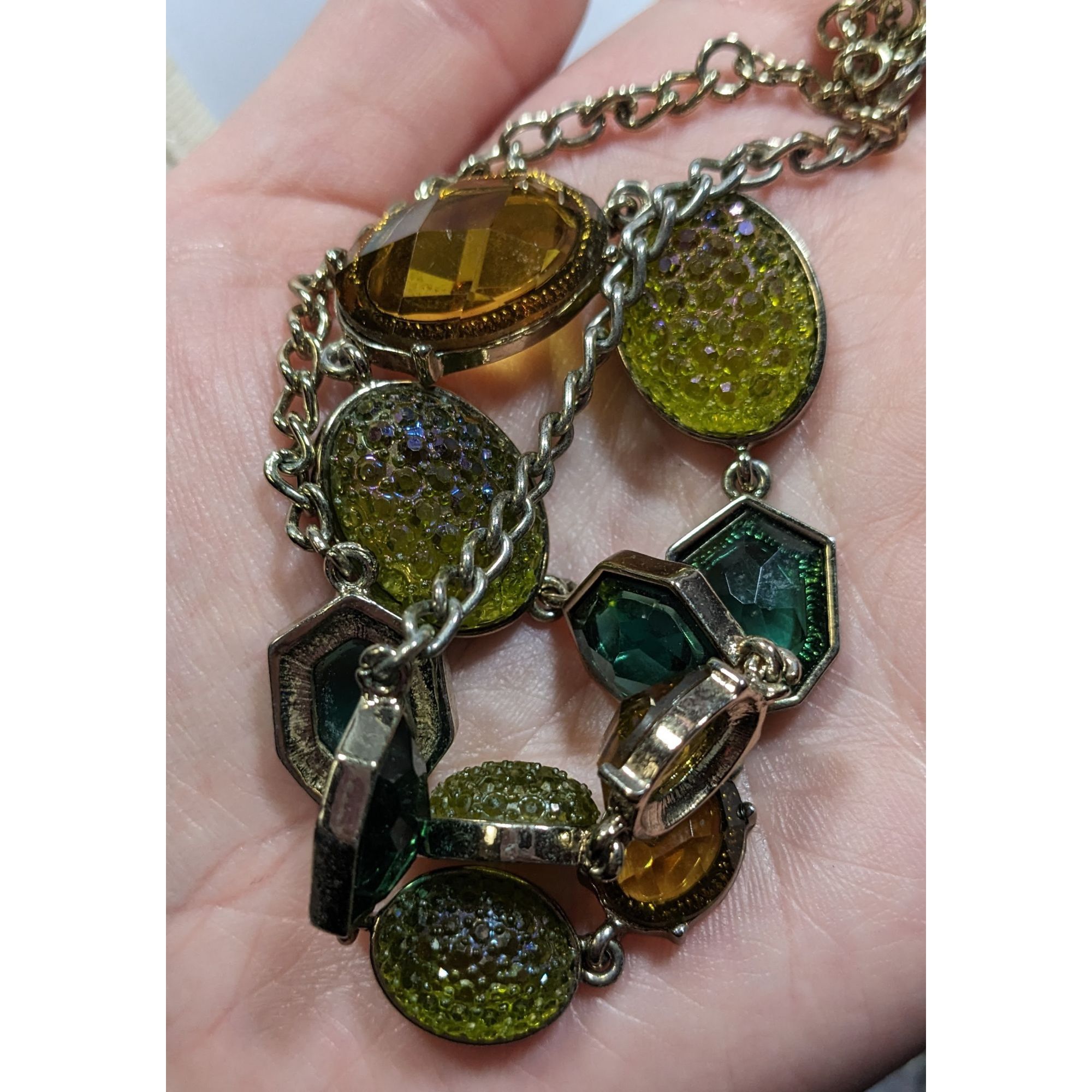 Other Vintage Green And Yellow Gemmed Statement Necklace Size ONE SIZE - 5 Thumbnail