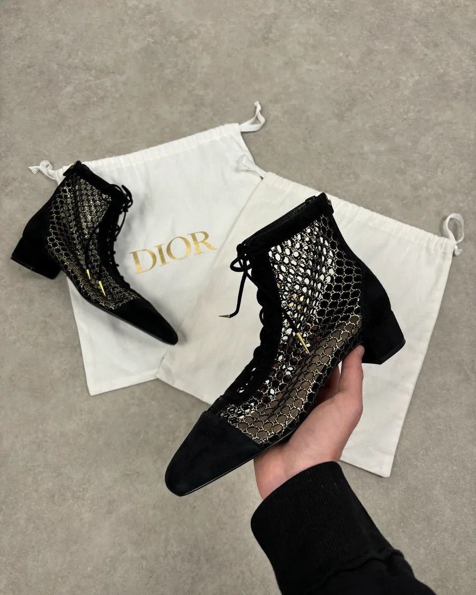 Dior 2000s Christian Dior Naughtily Black Spike Aglet Lace-Up Ankle Boots Size US 8 / IT 38 - 1 Thumbnail