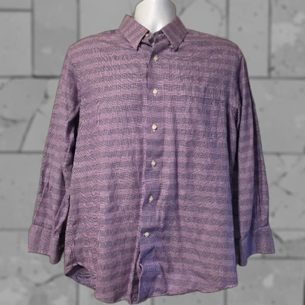 Tommy Bahama Tommy Bahama Shirt Plaid 100% Cotton Button-Down Dress Shirt Mens Size 16 32-33 Purple Size US L / EU 52-54 / 3 - 1 Thumbnail