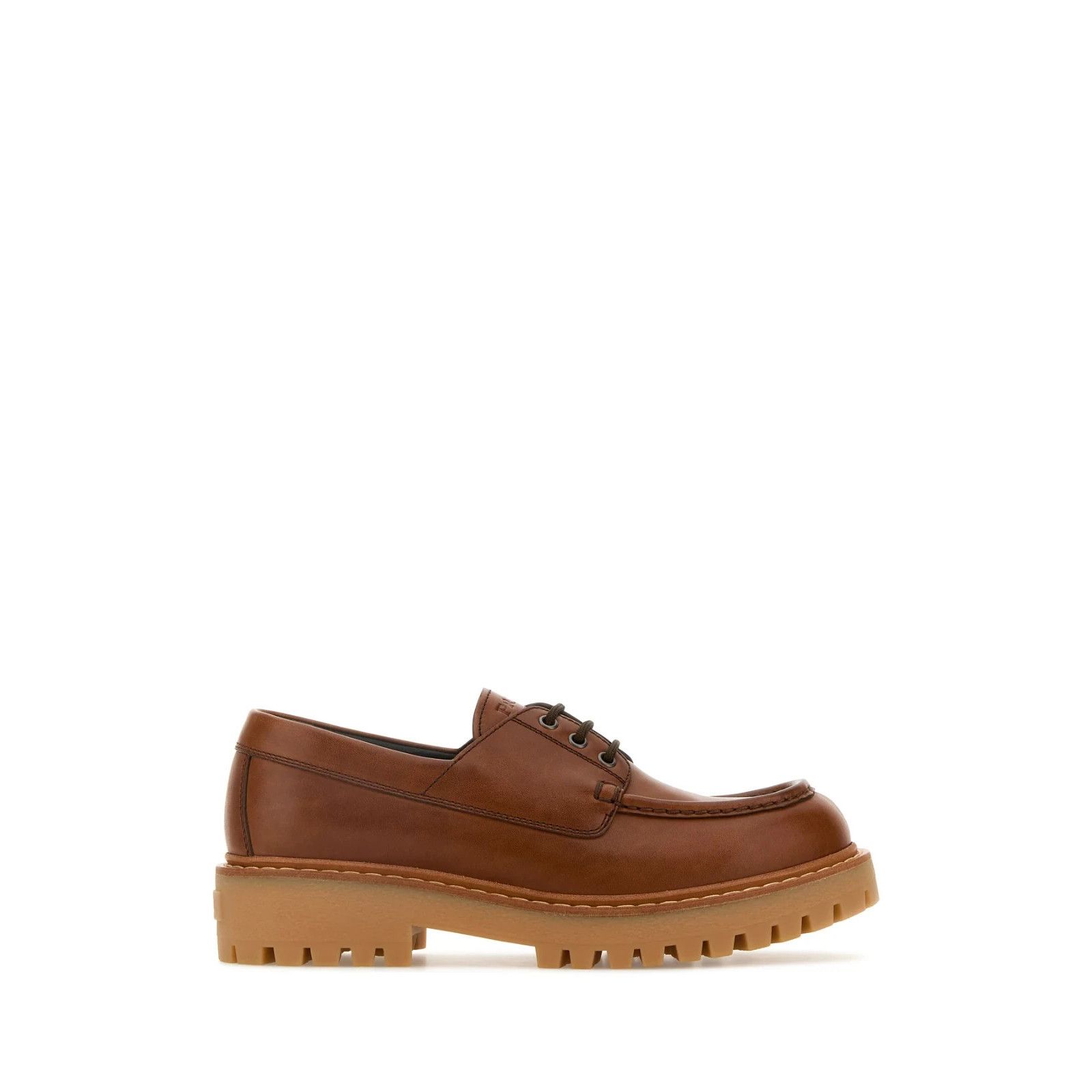 PRADA Caramel Leather Lace-Up Shoes New And Authentic (Men's