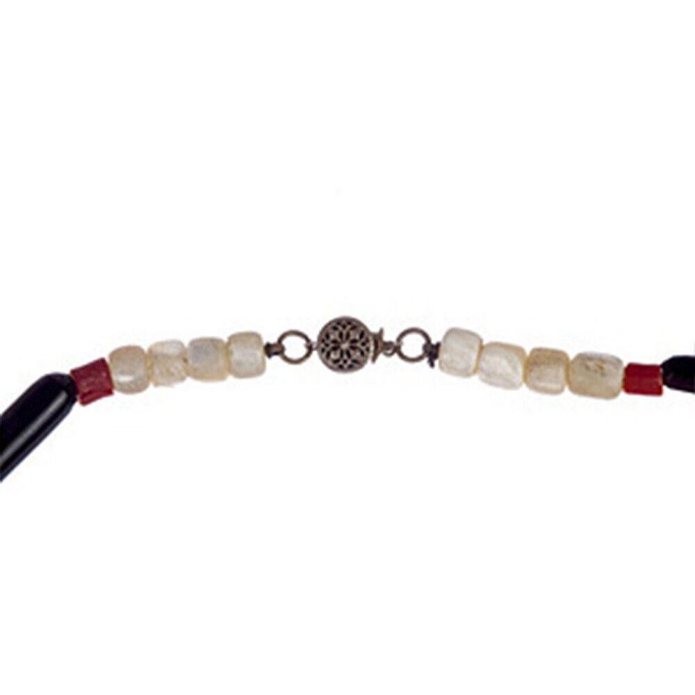 Designer Black Coral Mother of Pearl Shell and Red Beaded Necklace Size ONE SIZE - 4 Thumbnail
