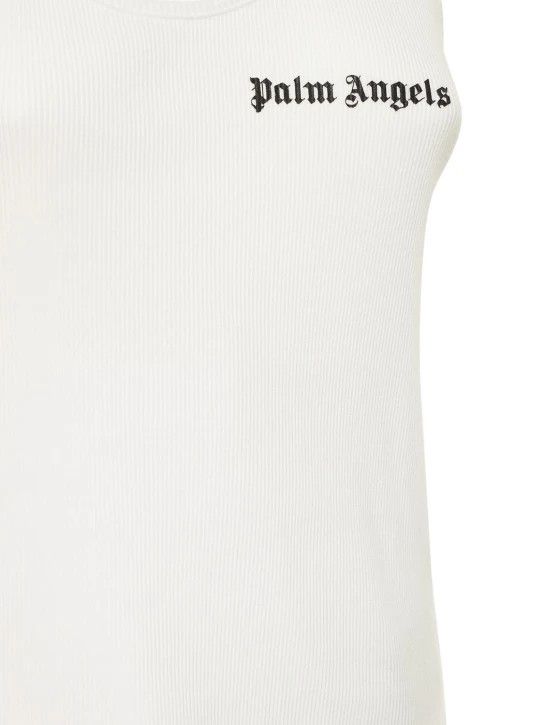 Palm Angels o1mle0824 Classic Logo Ribbed Tank Top in White Size S / US 4 / IT 40 - 5 Thumbnail