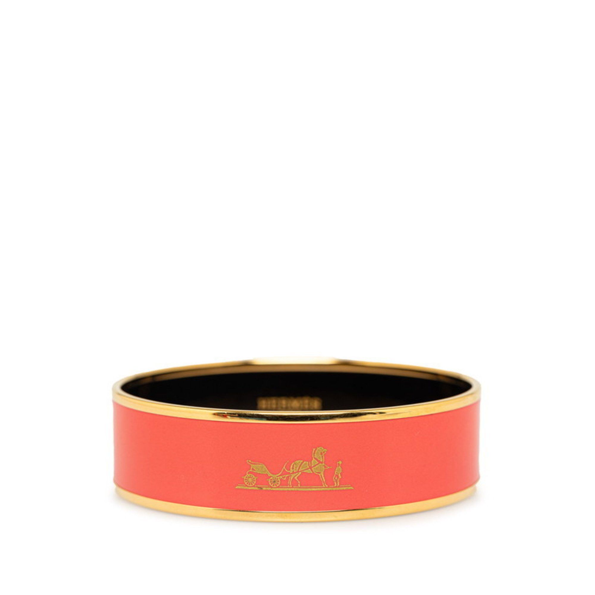 image of Hermes Caleche Gm Carriage Bangle Gold Red Plated Women's Hermes