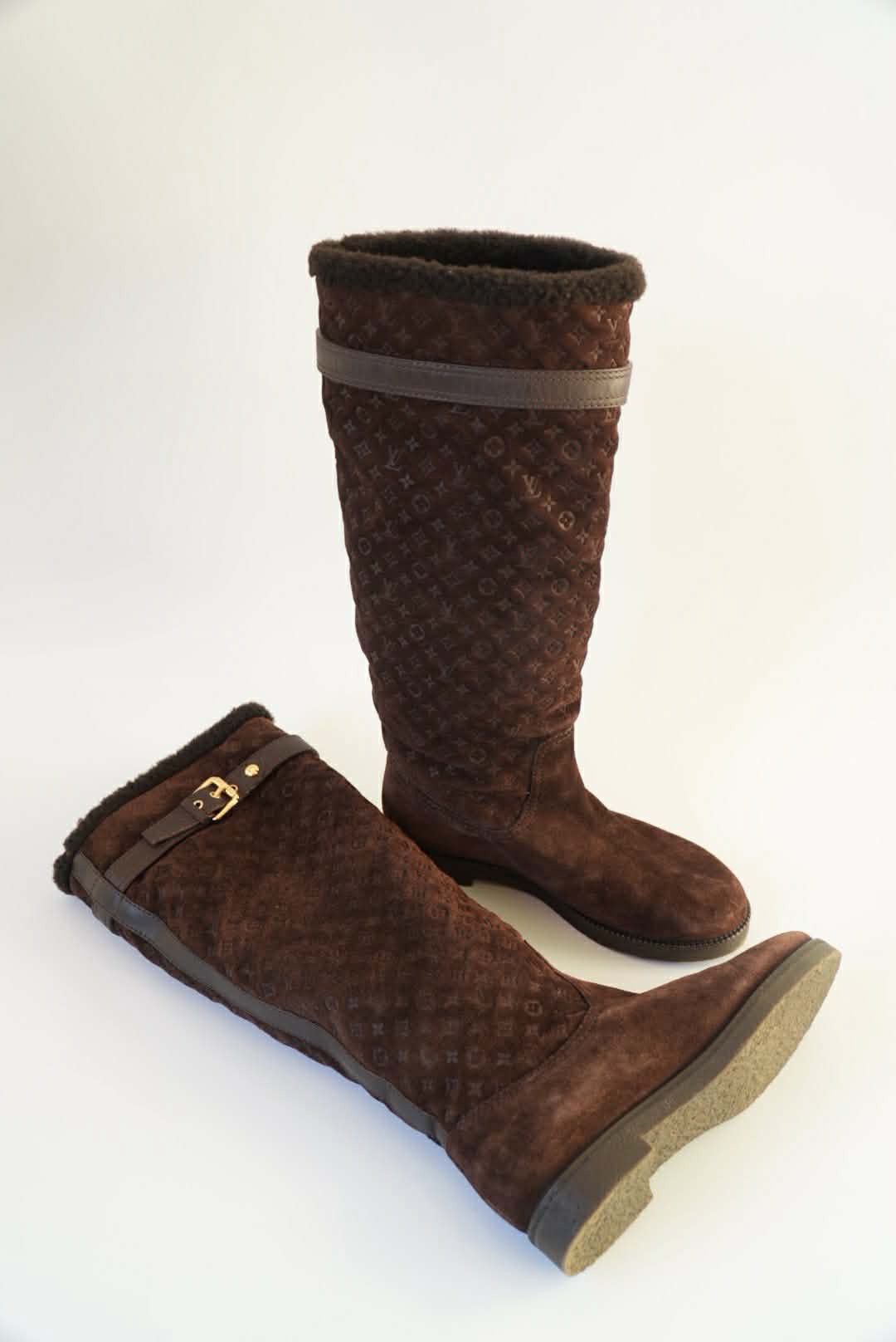 Louis Vuitton Louis Vuitton Brown Monogram Suede Moto Boots Size US 6 / IT 36 - 4 Thumbnail