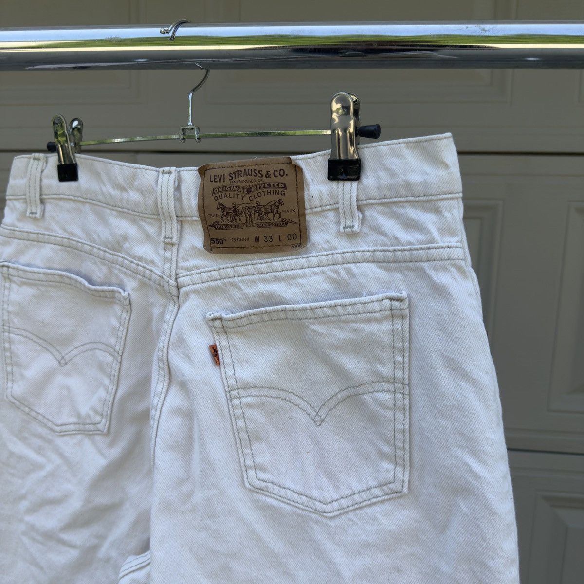 Levi's 90s Levi's 550 White Denim Shorts ERD Grunge Chrome ERL Size US 33 - 3 Thumbnail
