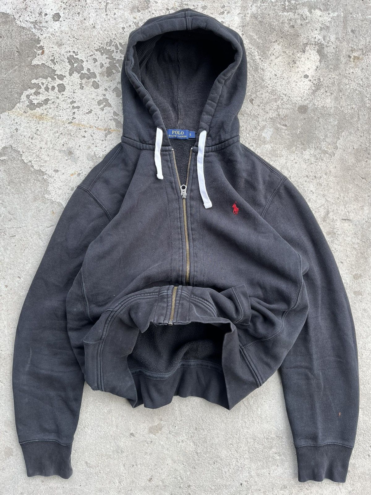 Polo Ralph Lauren × Ralph Lauren Vintage Polo Ralph Lauren Japanese Faded Zip Hoodie Distres Size US L / EU 52-54 / 3 - 1 Thumbnail