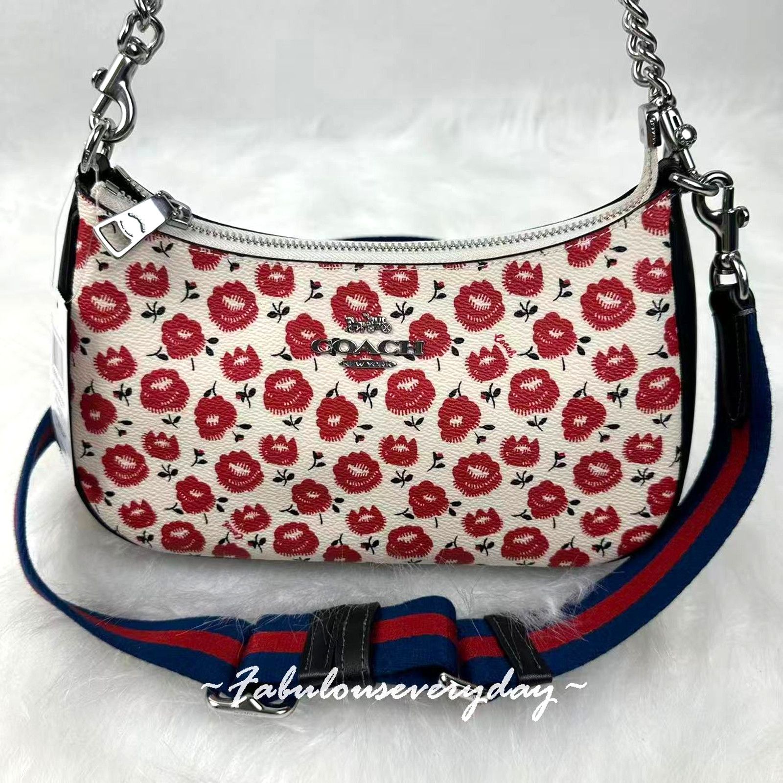 Coach Teri Shoulder/Crossbody Floral Print CBI49 Chalk/Black