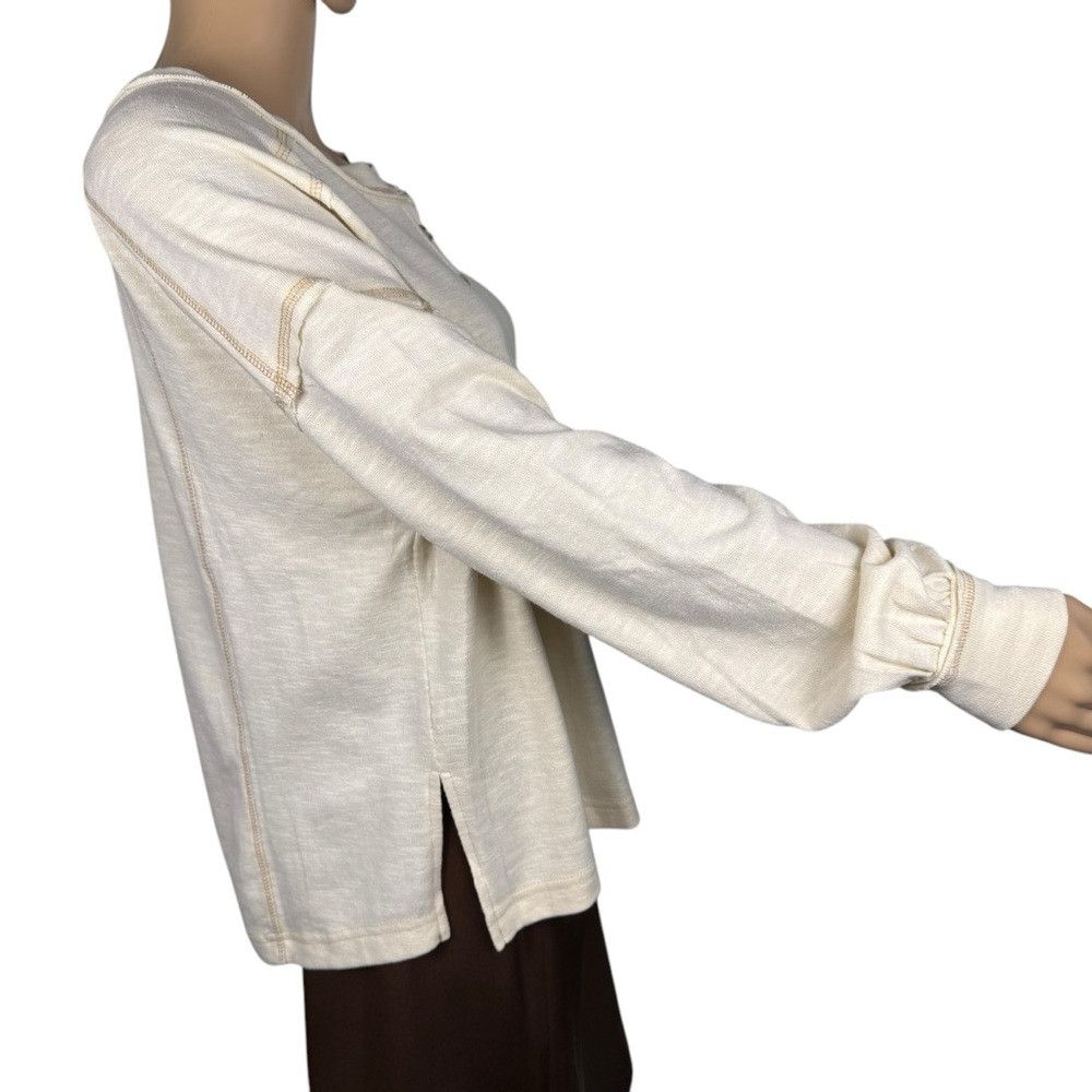 Other NWT New Blu Pepper Contrast Stitch Long Sleeve Henley Ivory Size S / US 4 / IT 40 - 4 Thumbnail