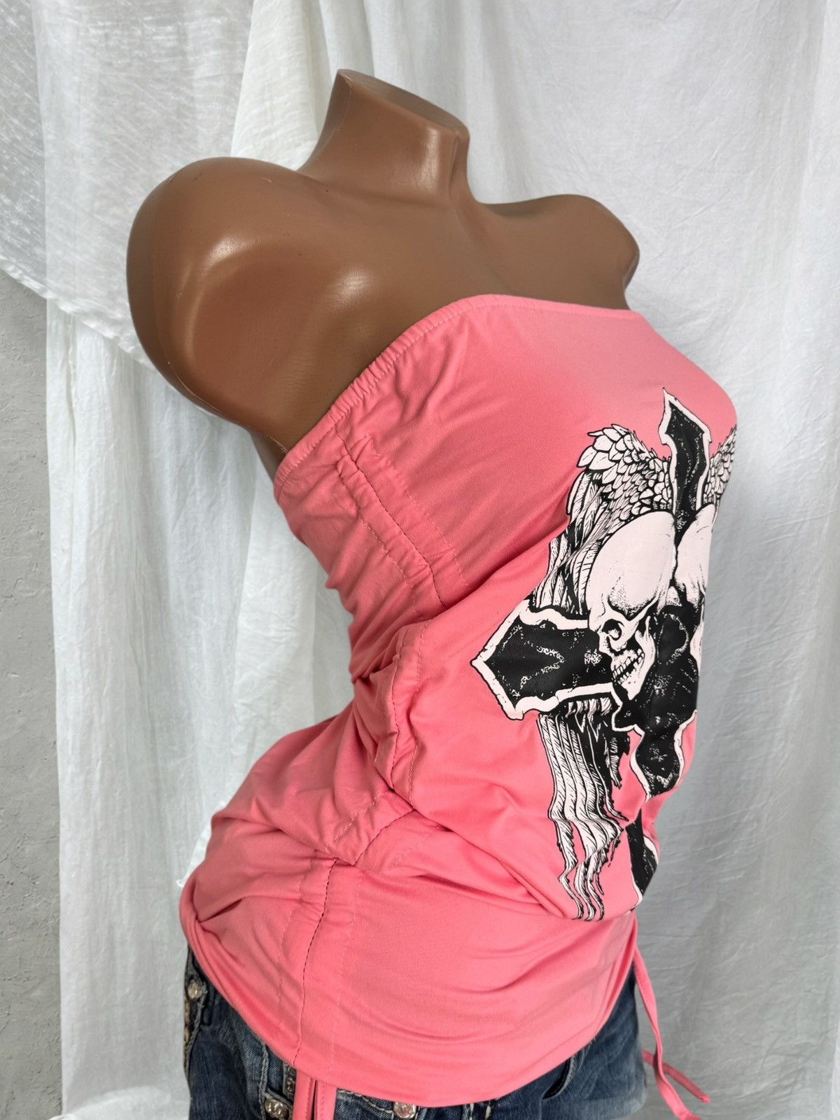 If Six Was Nine Affliction Style Y2K Gothic Skull Print Mini Dress Size M / US 6-8 / IT 42-44 - 3 Thumbnail