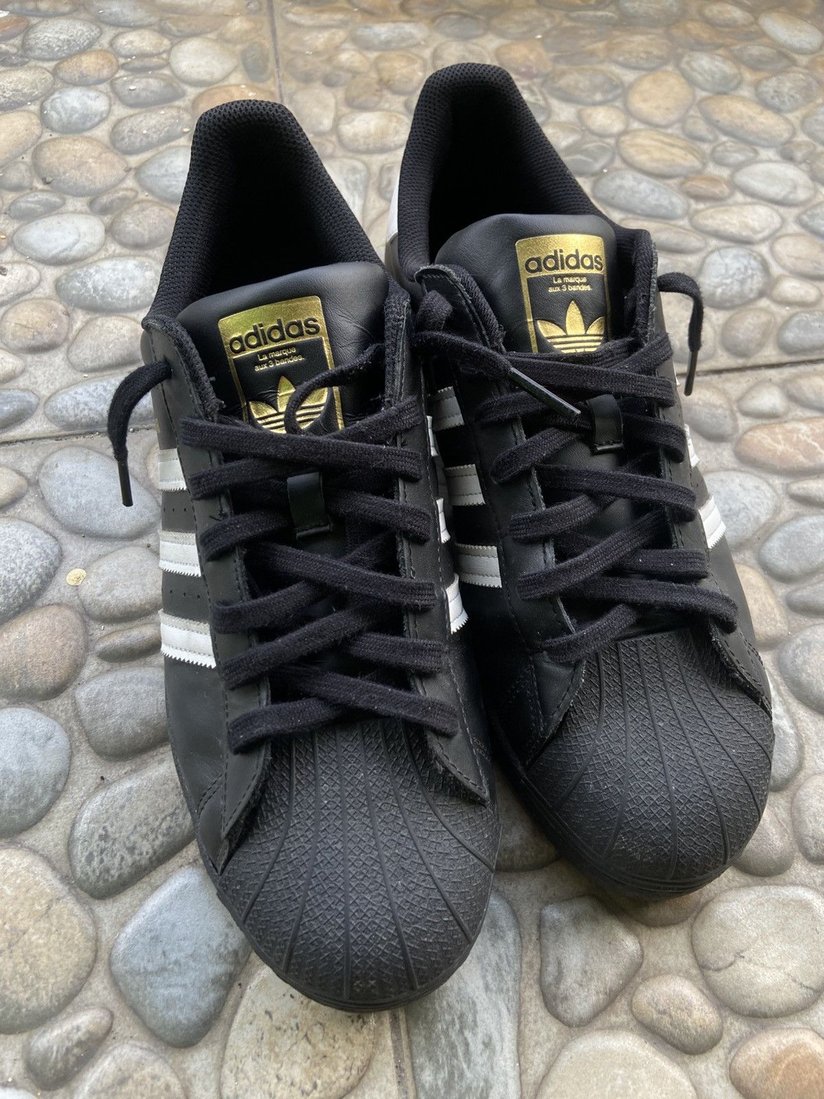 Adidas Adidas Superstar Sneakers Gold Black And White Size US 11.5 / EU 44-45 - 2 Thumbnail