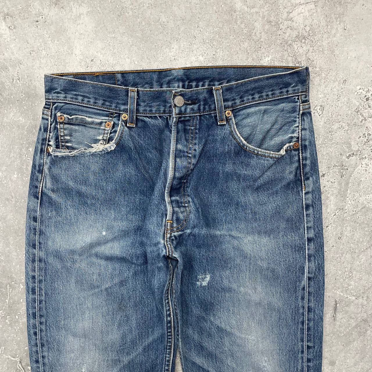 Levi's Vintage 2000s Levis 501 Distressed Jeans Blue Size W34 L32 Size US 34 / EU 50 - 4 Thumbnail