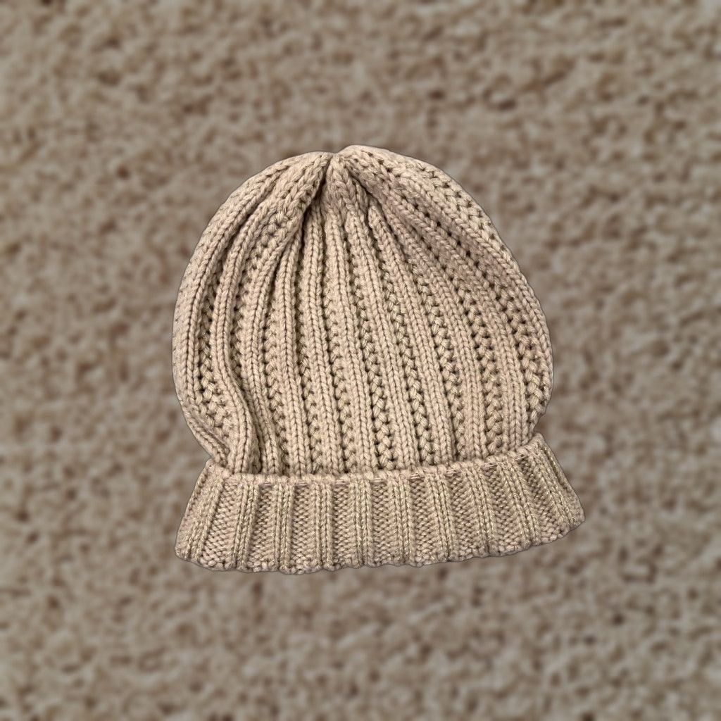 Merona Merona Beanie Toque Hat Adult Women One Size Beige Gold Knit Acrylic Blend Winter Ski Embroidered Logo Beanie Women Ski Theme Vintage: No Size ONE SIZE - 1 Thumbnail
