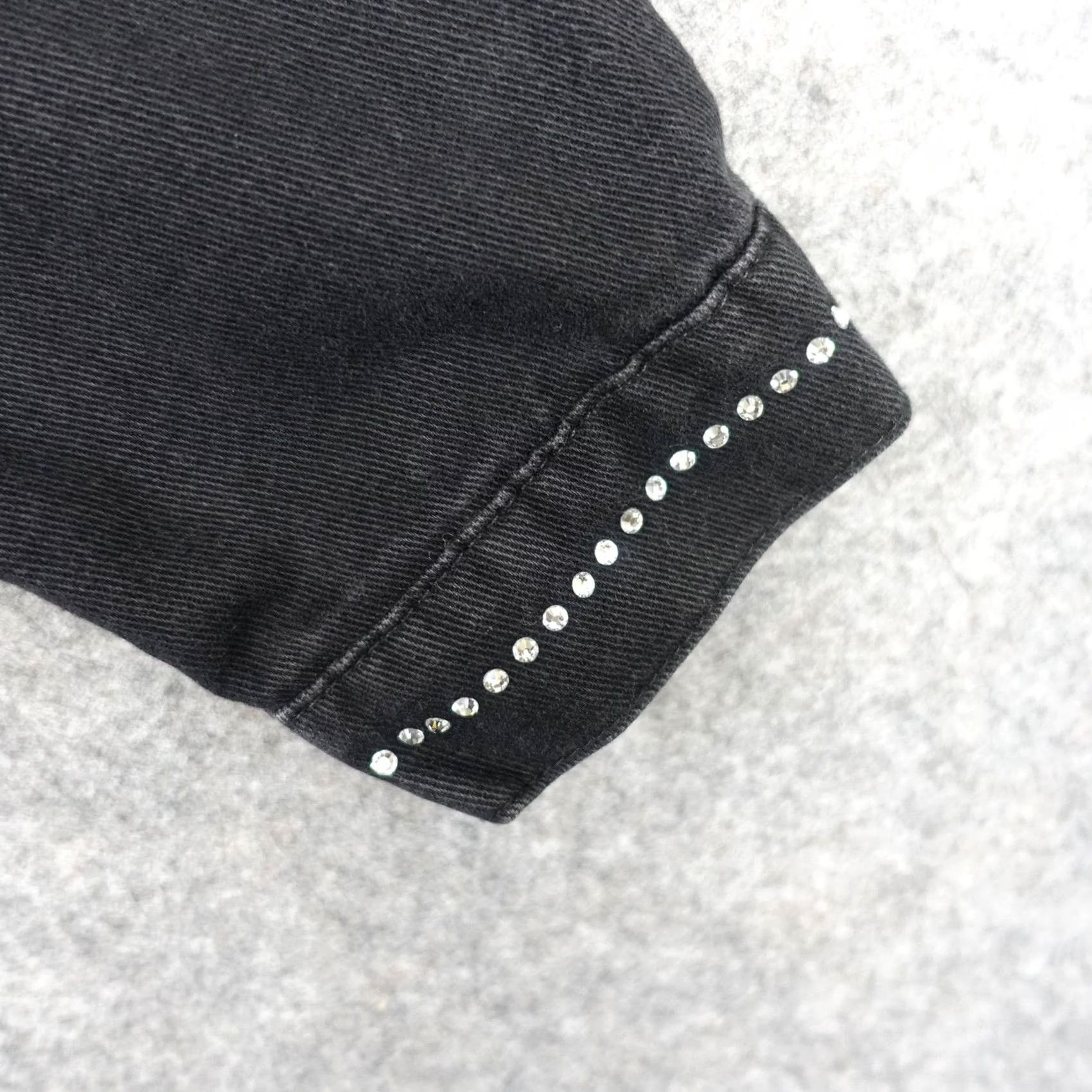 Denime VINTAGE Christine Alexander Womens Small Black Denim Rhinestone Western Jacket Size S / US 4 / IT 40 - 7 Thumbnail
