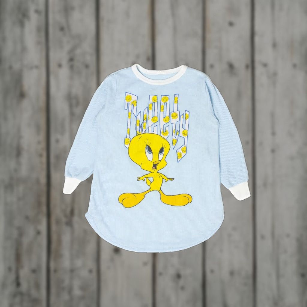 Vintage VINTAGE Tweety Bird Waffle Weave Pajama T-Shirt Unisex Adults Small Blue 1990s Mens Womens Girls Boys Size US S / EU 44-46 / 1 - 1 Thumbnail