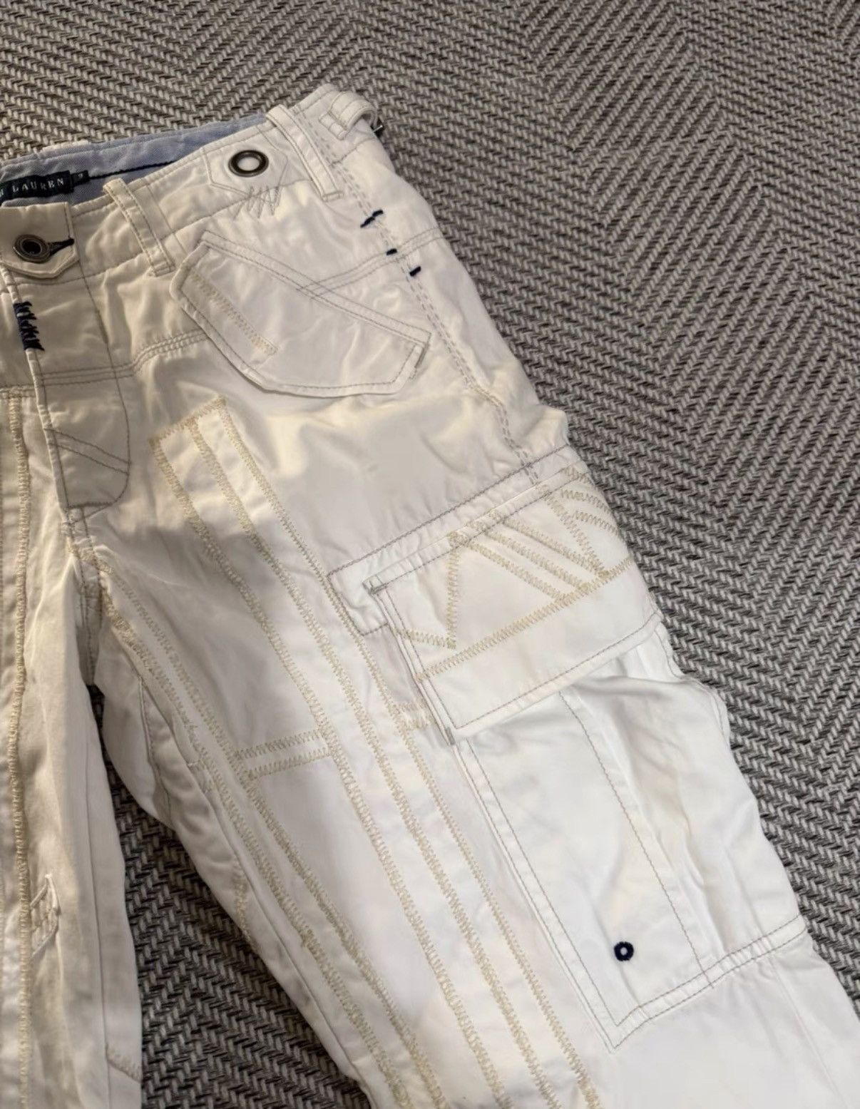 Ralph Lauren Ralph Lauren Gimmick Deconstructed White Cargo Pants K24 Size US 34 / EU 50 - 3 Thumbnail