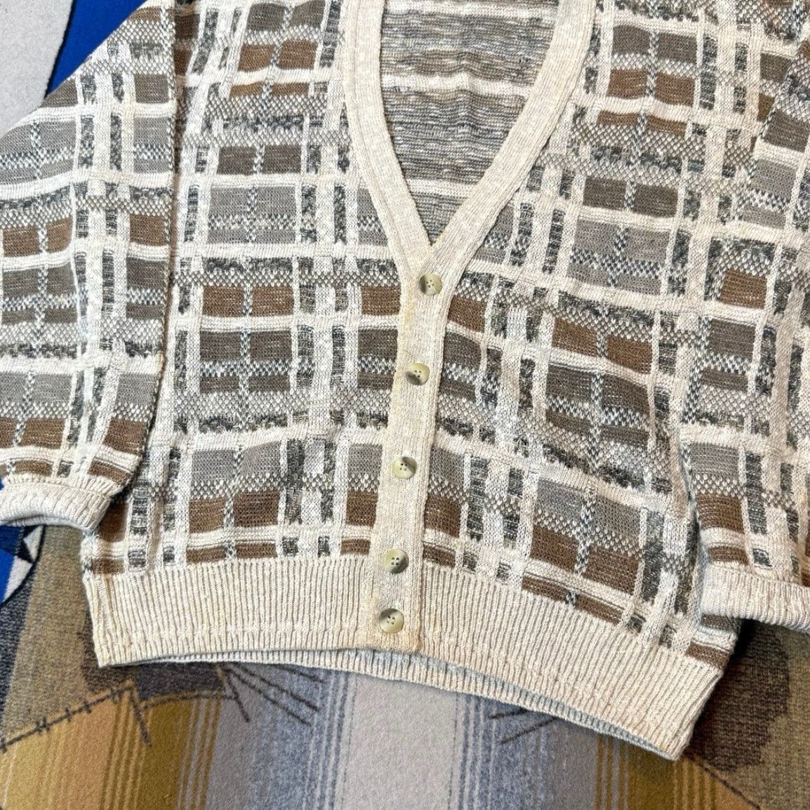 Vintage VINTAGE 90s Florence Cardigan Knit Sweater Men M Beige Long Sleeve Regular Fit Kurt Cobain Theme 90s Grunge Vintage Size US M / EU 48-50 / 2 - 4 Thumbnail