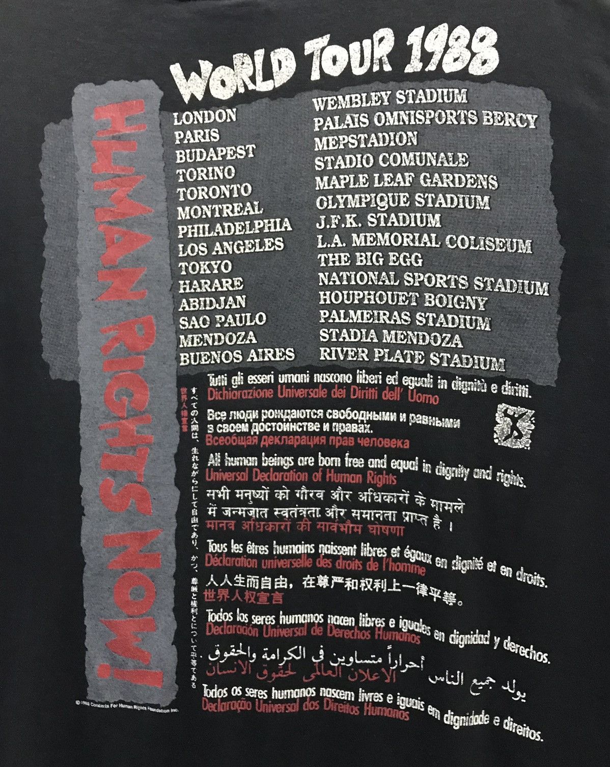 Band Tees × Reebok Vintage Reebok Human Right Now World Tour 1988 Shirt Size US M / EU 48-50 / 2 - 5 Thumbnail