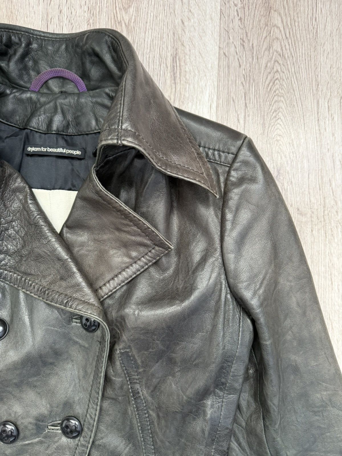 DRYKORN Drykorn NAKY Leather Jacket Ws Size 2 Green Double Breasted Size S / US 4 / IT 40 - 3 Thumbnail