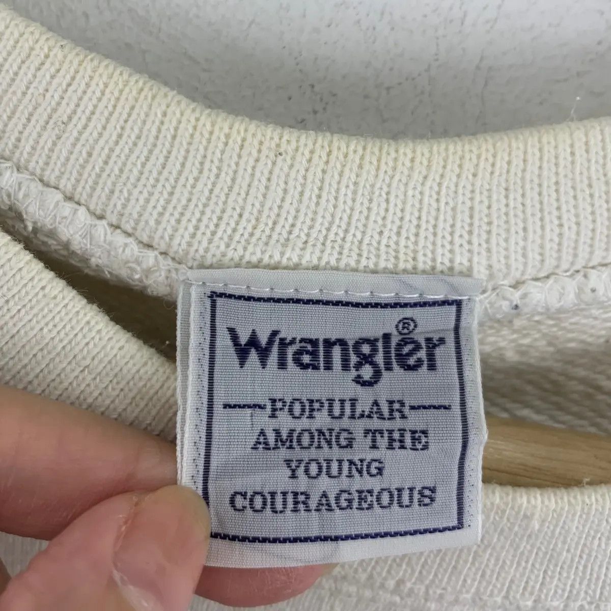 Wrangler Vintage 90s WRANGLER USA Brand Print White Sweatshirt Size US L / EU 52-54 / 3 - 9 Thumbnail