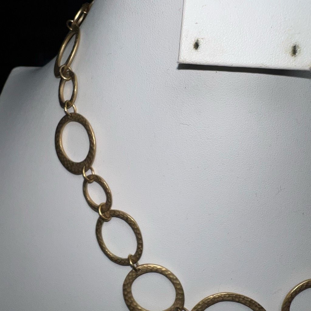 Vintage Vintage Modernist Toggle Closure Circular Link Gold Tone Nec Size ONE SIZE - 3 Thumbnail