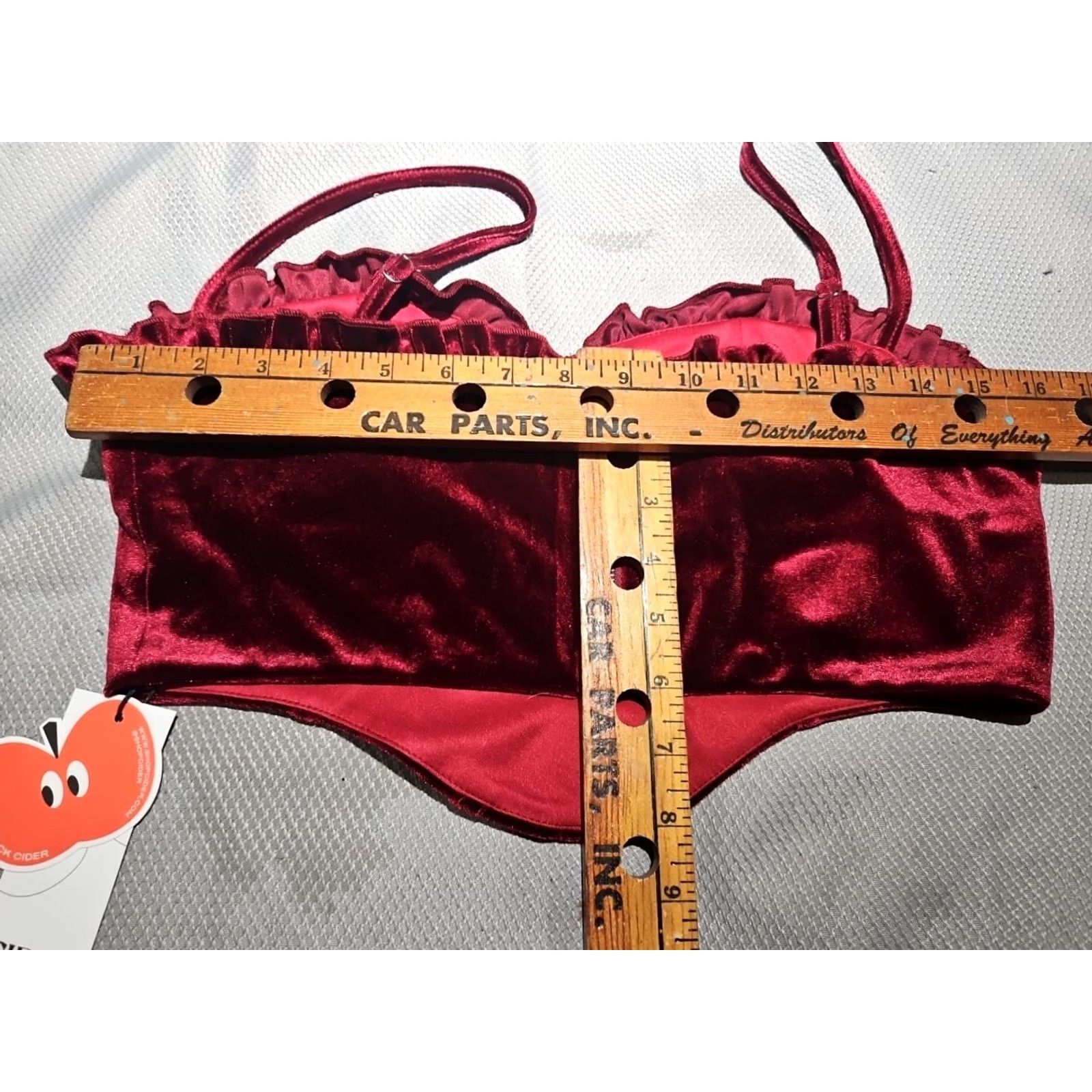 Cider Cider Shirt Womens Size Medium Red Velvet Velour Corset Cropped Camisole Top Size M / US 6-8 / IT 42-44 - 5 Thumbnail