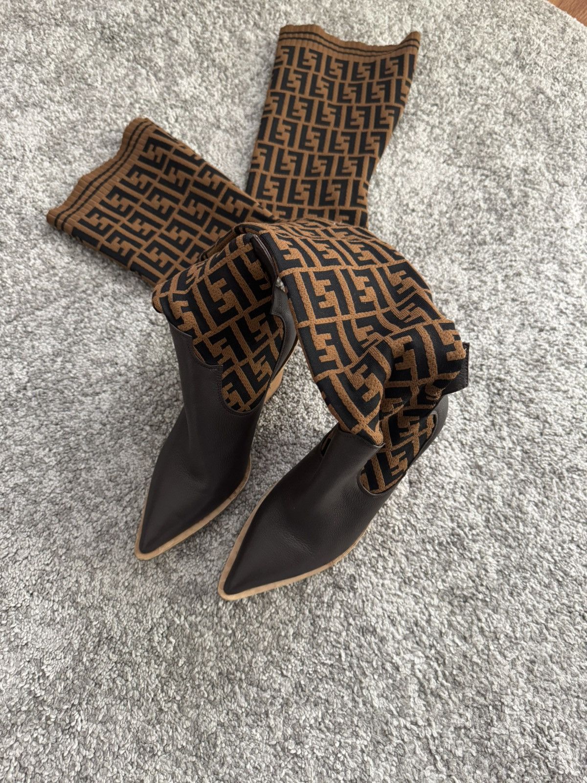 Fendi Fendi FF Cowboy Over the knee sock boots monogram Size US 6.5 / IT 36.5 - 3 Thumbnail