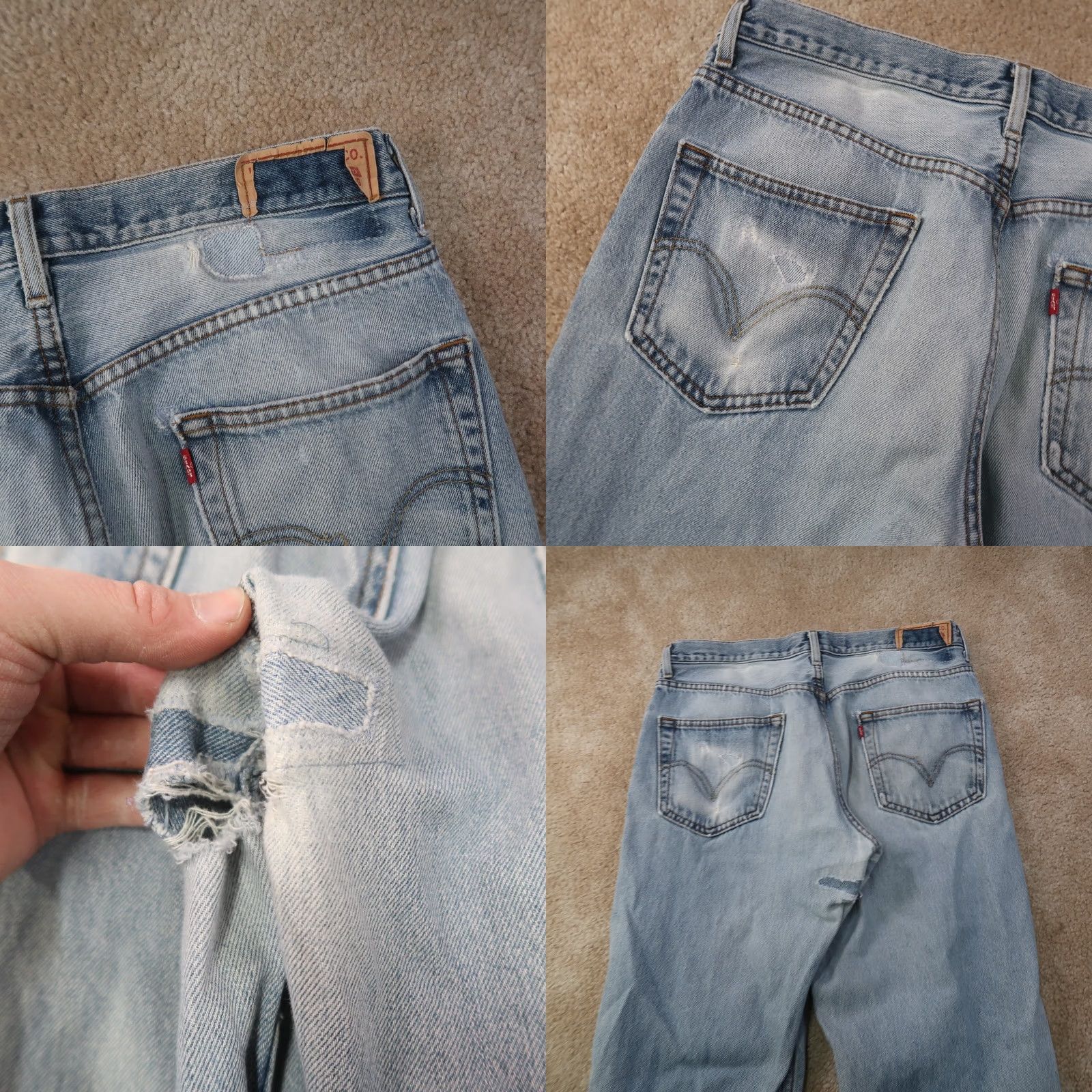 Levi's VINTAGE Levi's 550 Relaxed Straight Jeans Men's 34x36 Blue Denim Distressed Pants 5-Pocket Logo Zipper Button Belt Loops Cotton Denim Regular 34 Waist Size US 34 / EU 50 - 9 Thumbnail