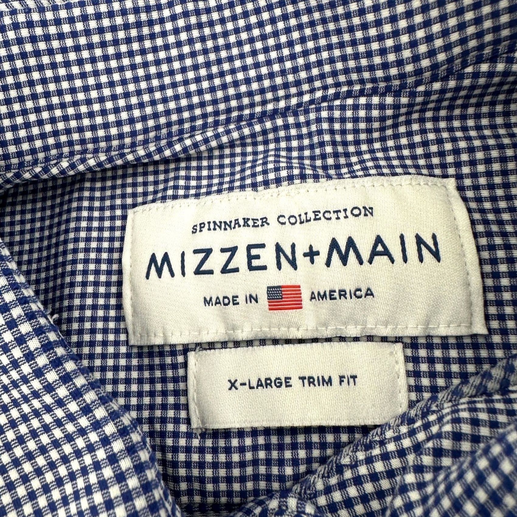 Mizzen+Main Mizzen+Main Spinnaker Shirt Gingham Trim Fit Navy White Button-Up Long Sleeve Mens XL Size US XL / EU 56 / 4 - 2 Thumbnail