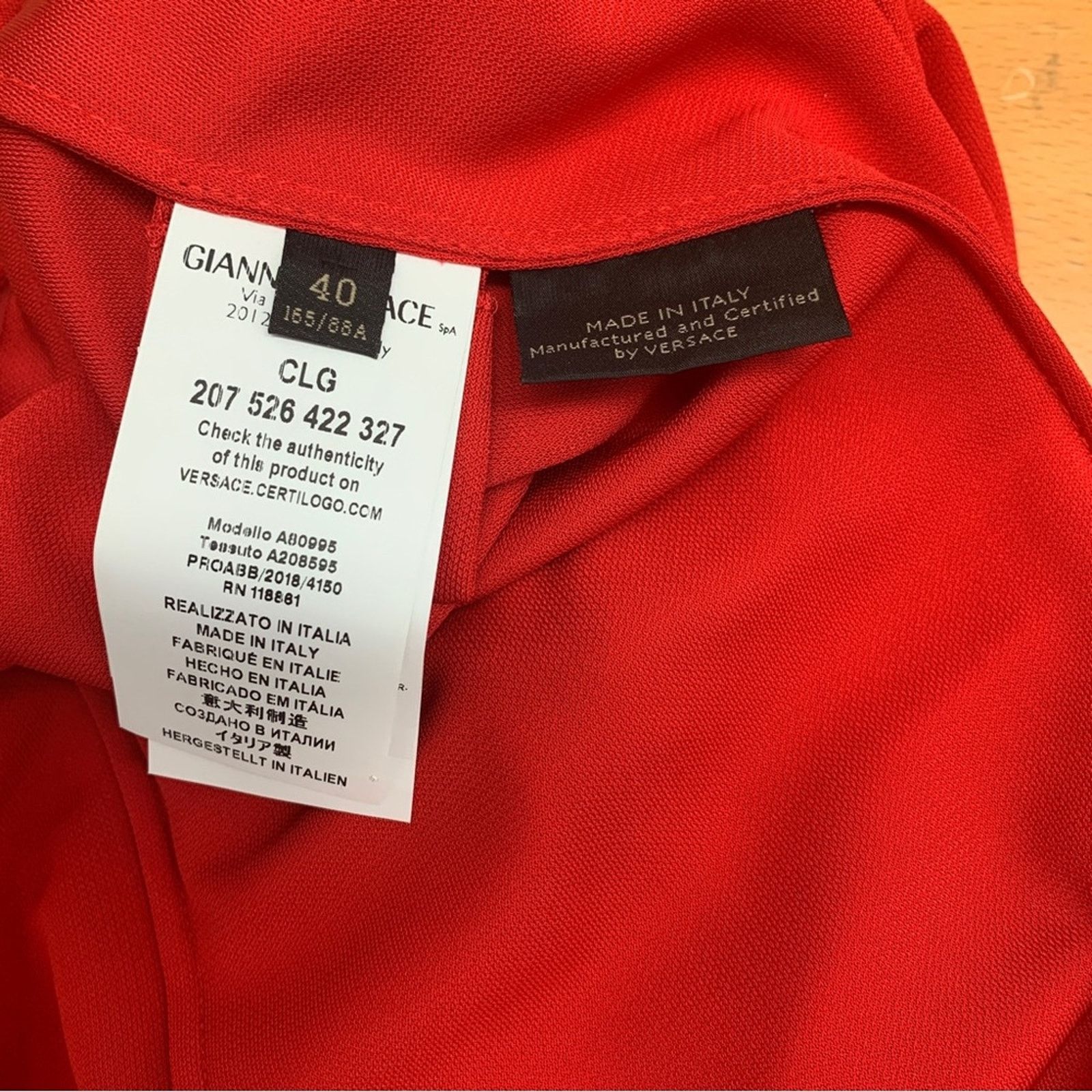 Versace NWT Versace Red Long Sleeve Knee-Length Dress Size S / US 4 / IT 40 - 5 Thumbnail