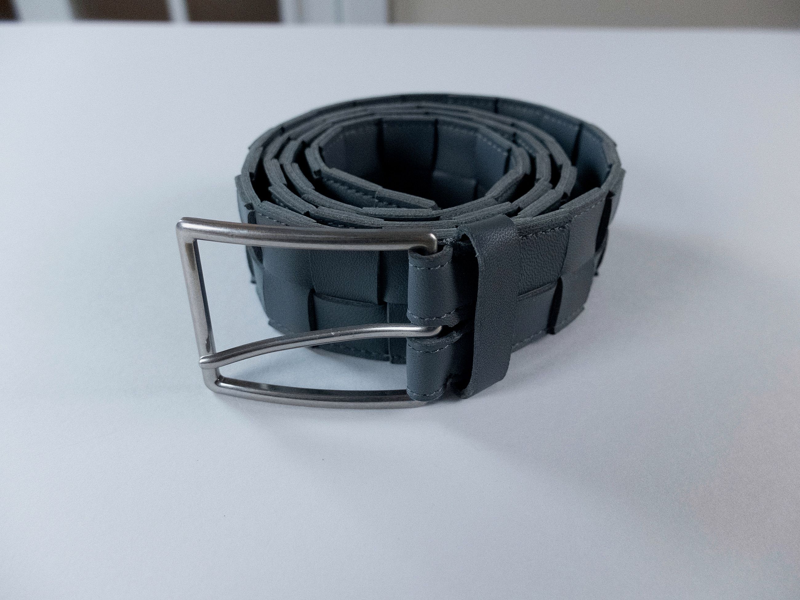 Bottega Veneta BOTTEGA VENETA gray intrecciato leather belt 100 Size 38 - 1 Thumbnail