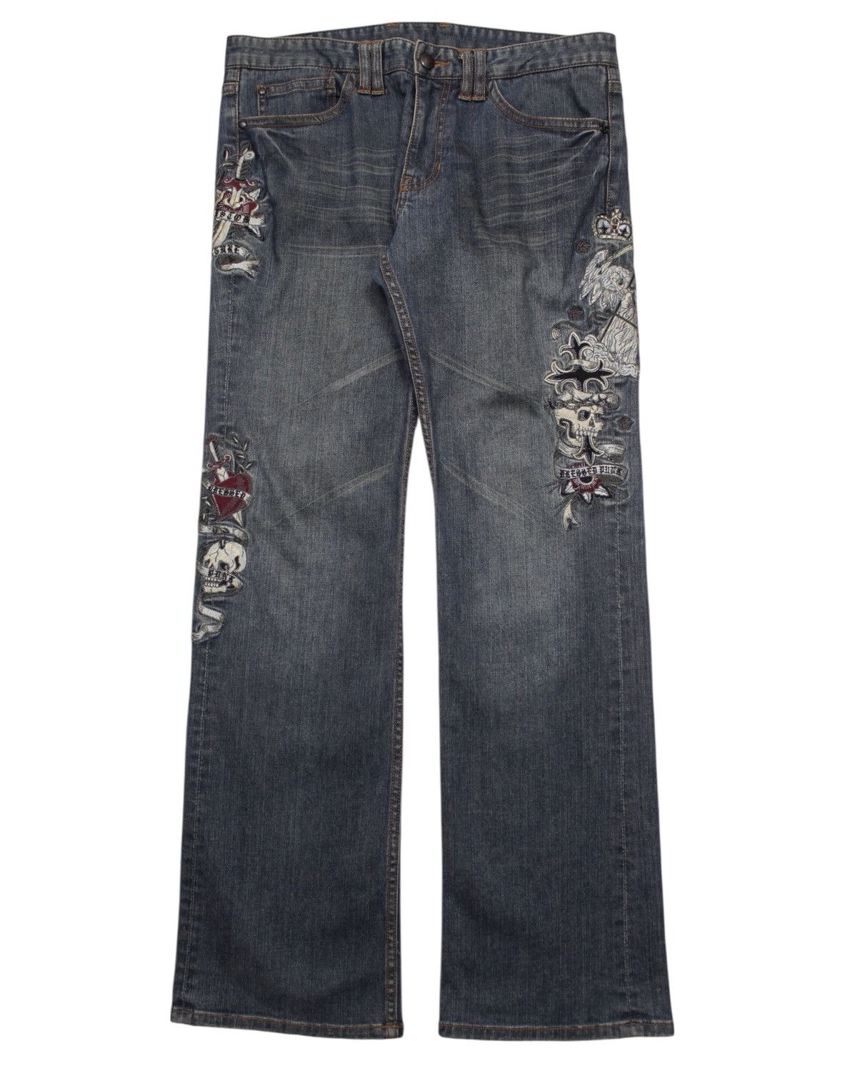 2000S CUSTOM CULTURE JAPAN EMBROIDERED DENIM JEANS