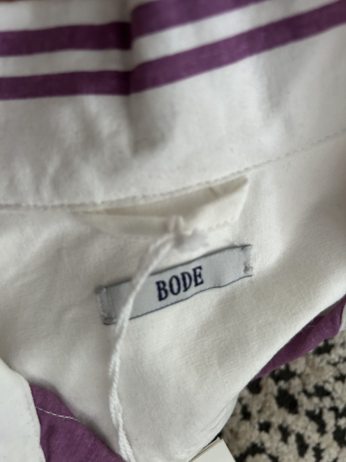 Bode BODE Inverse Acorn Short Sleeve Shirt - Purple/White Size US L / EU 52-54 / 3 - 4 Thumbnail