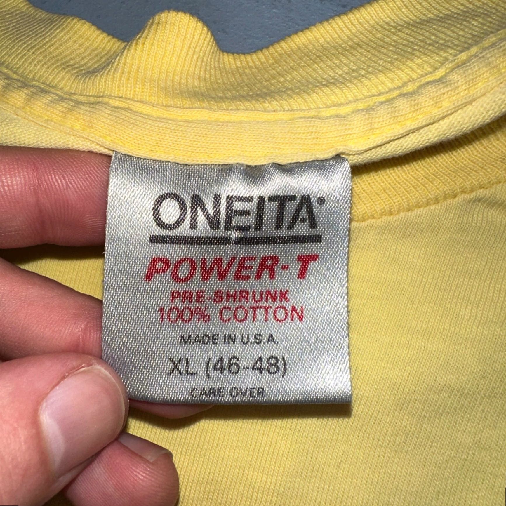 Vintage VINTAGE Oneita T-Shirt Shirt XL Yellow Men Crew Neck Short Sleeve Graphic Print 70s 80s 90s Band Orchestra Tuba Trading Post Rare Size US XL / EU 56 / 4 - 6 Thumbnail