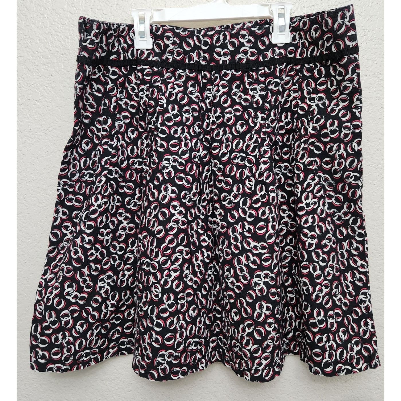 Other Loft Black Red White Geo Print A Line Mini Skirt 12 Size 34" / US 12 / IT 48 - 2 Thumbnail