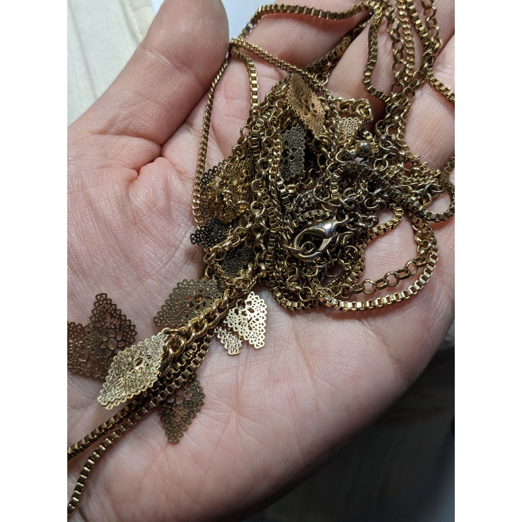 Other Bohemian Layered Gold-Tone Necklace With Intricate Filigree Size ONE SIZE - 5 Thumbnail