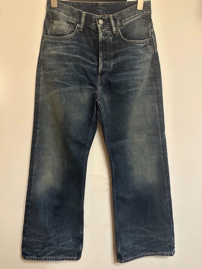 Acne Studios Acne Studios Blue water ripple washed distressed wide-leg Size US 26 / EU 42 - 1 Thumbnail