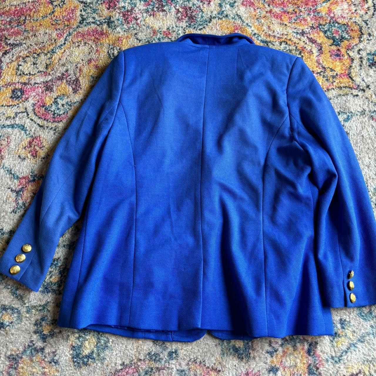 Designer Blue Blazer With Gold Buttons Size L / US 10 / IT 46 - 3 Thumbnail
