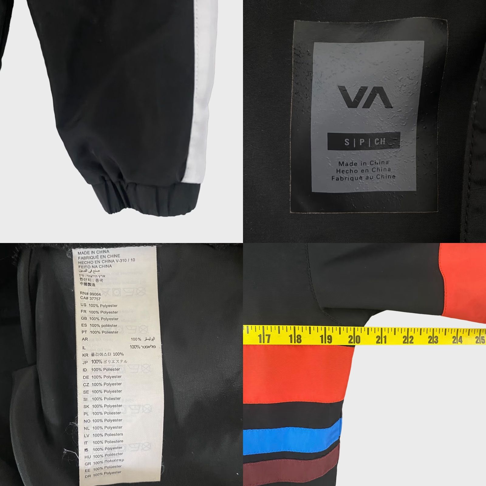 RVCA RVCA Windbreaker Jacket VA Team Zip-Up Detachable Hood Black Womens Small Long Sleeve Pockets Logo Retro Colorful Velcro? Size S / US 4 / IT 40 - 8 Thumbnail