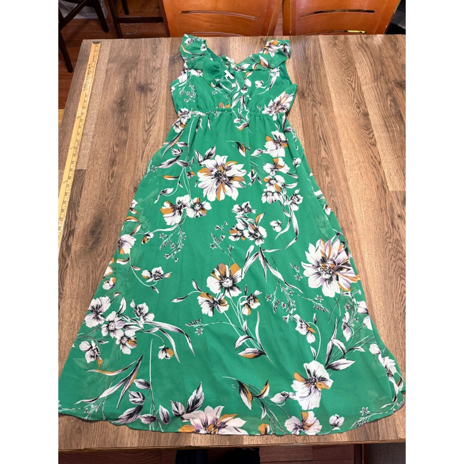 Vintage VINTAGE Maurices Dress Womens Tank Dress Vneck NWT Floral Green White Brown Purple Sleeveless Knee Length Small Girls Size S / US 4 / IT 40 - 2 Thumbnail
