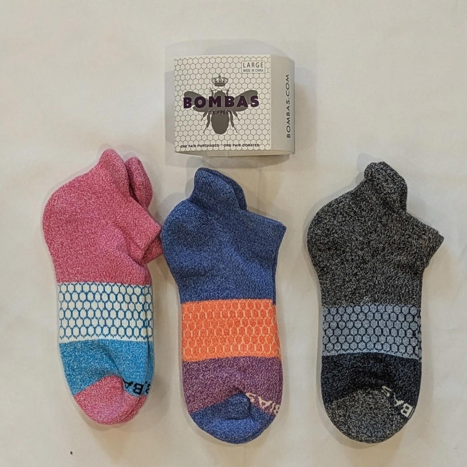 Designer Bombas Grippers Ankle Socks 3Pack Large Multicolor Honeycomb Size ONE SIZE - 2 Thumbnail