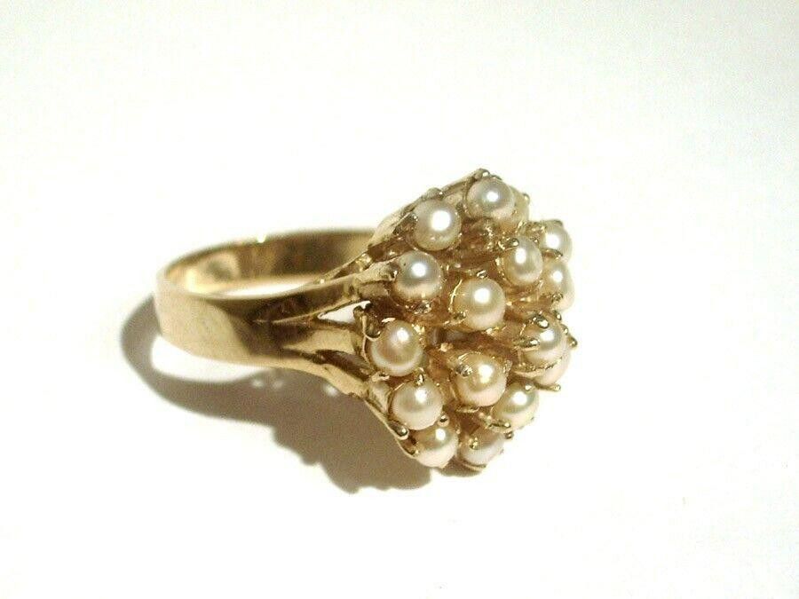 Handmade Round Cluster 18kt Gold Vermeil Sterling Cocktail Ring Size ONE SIZE - 2 Thumbnail