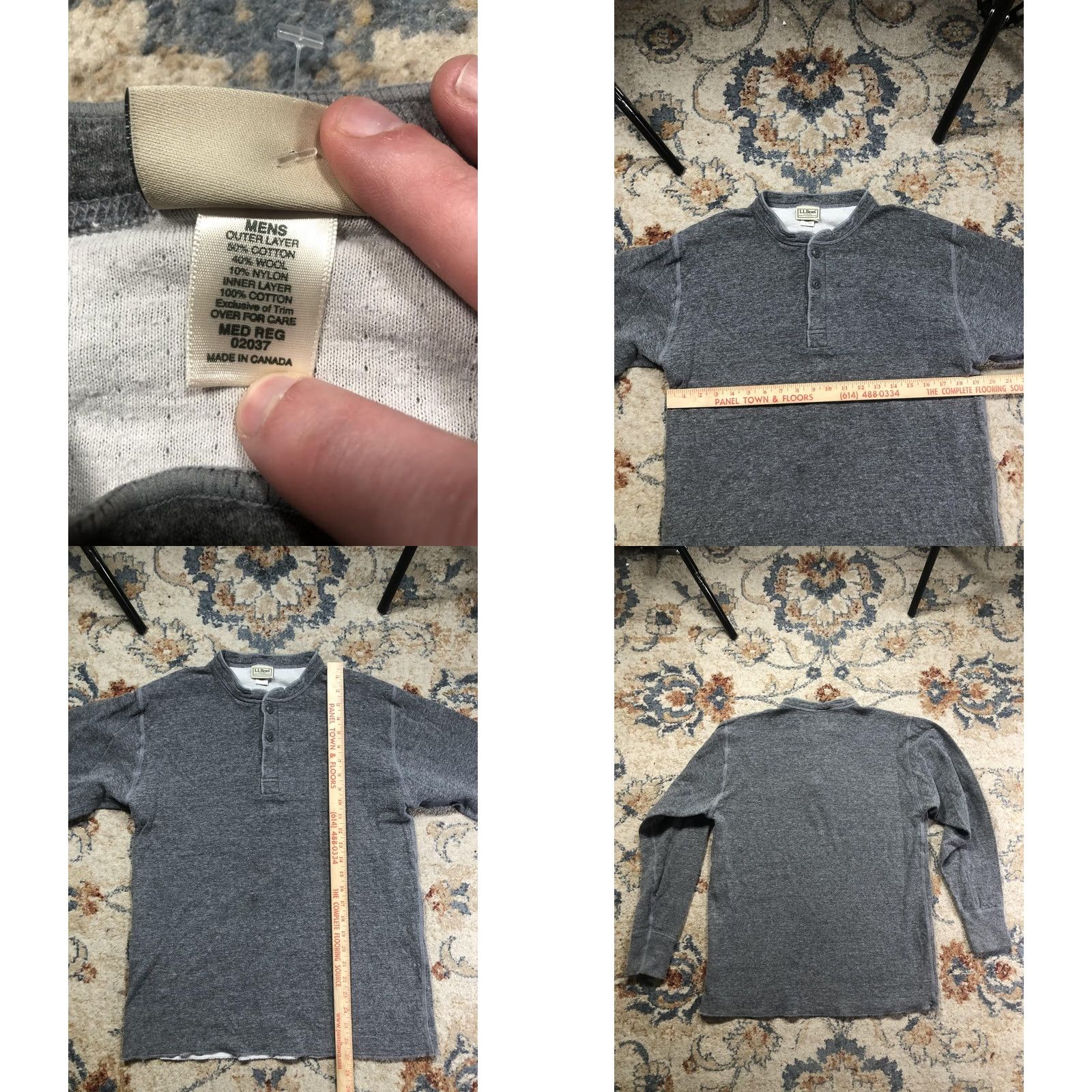 Vintage L.L.Bean Henley Shirt Mens Medium Gray Long Sleeve Thermal Tee Soft Knit Size US M / EU 48-50 / 2 - 8 Thumbnail